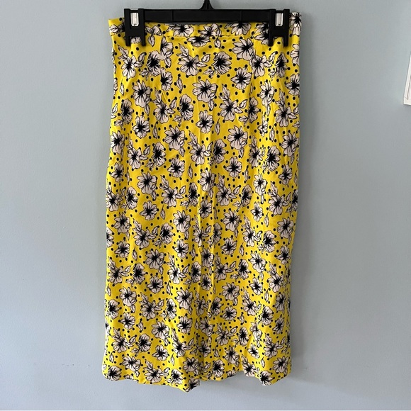Zara Yellow Floral MIDI Slip Skirt - Picture 6 of 12